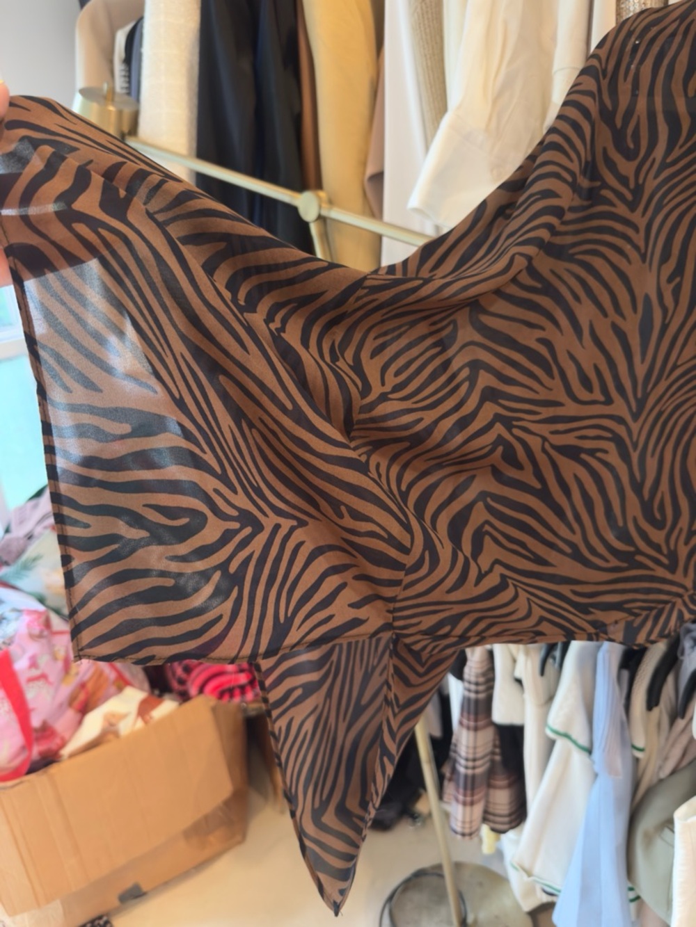 Rose & Olive Brown and Black Zebra Print Top - Picture 3 of 4